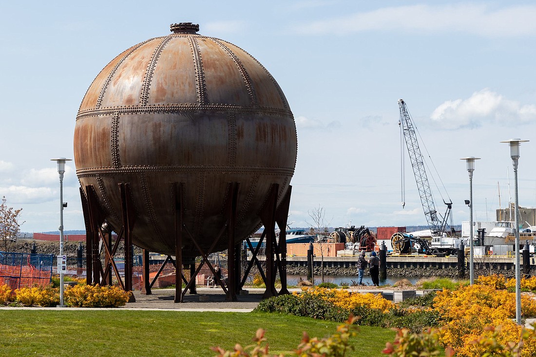 The Acid Ball was built in 1938 and used by Georgia-Pacific to hold liquid and gas from broken-down wood chips. The Acid Ball was moved from its original location on the Georgia-Pacific property to its new location at Waypoint Park in February 2018.