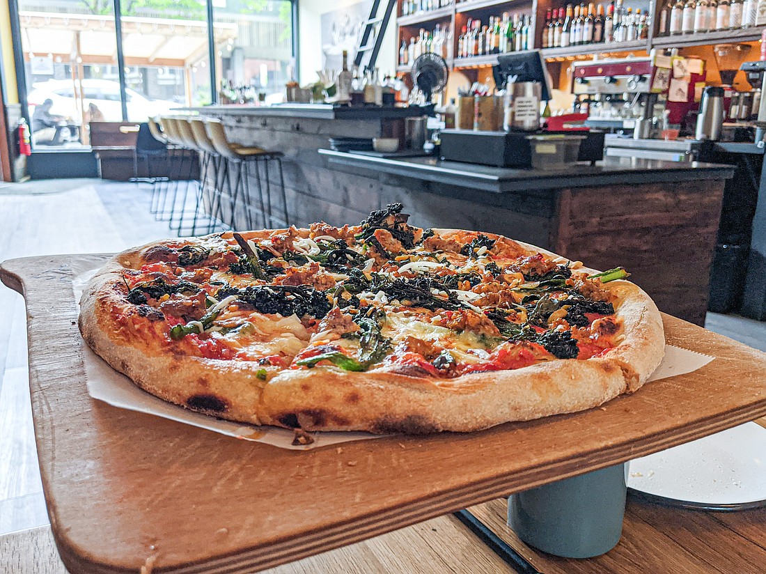 Pizza, one of the main attractions at Storia Cucina, is sourdough-based with a thin crust and light toppings, so the flavor of the crust shines through. The broccolini pizza has recently been on special, with fennel sausage and a spicy smear of tomato sauce.