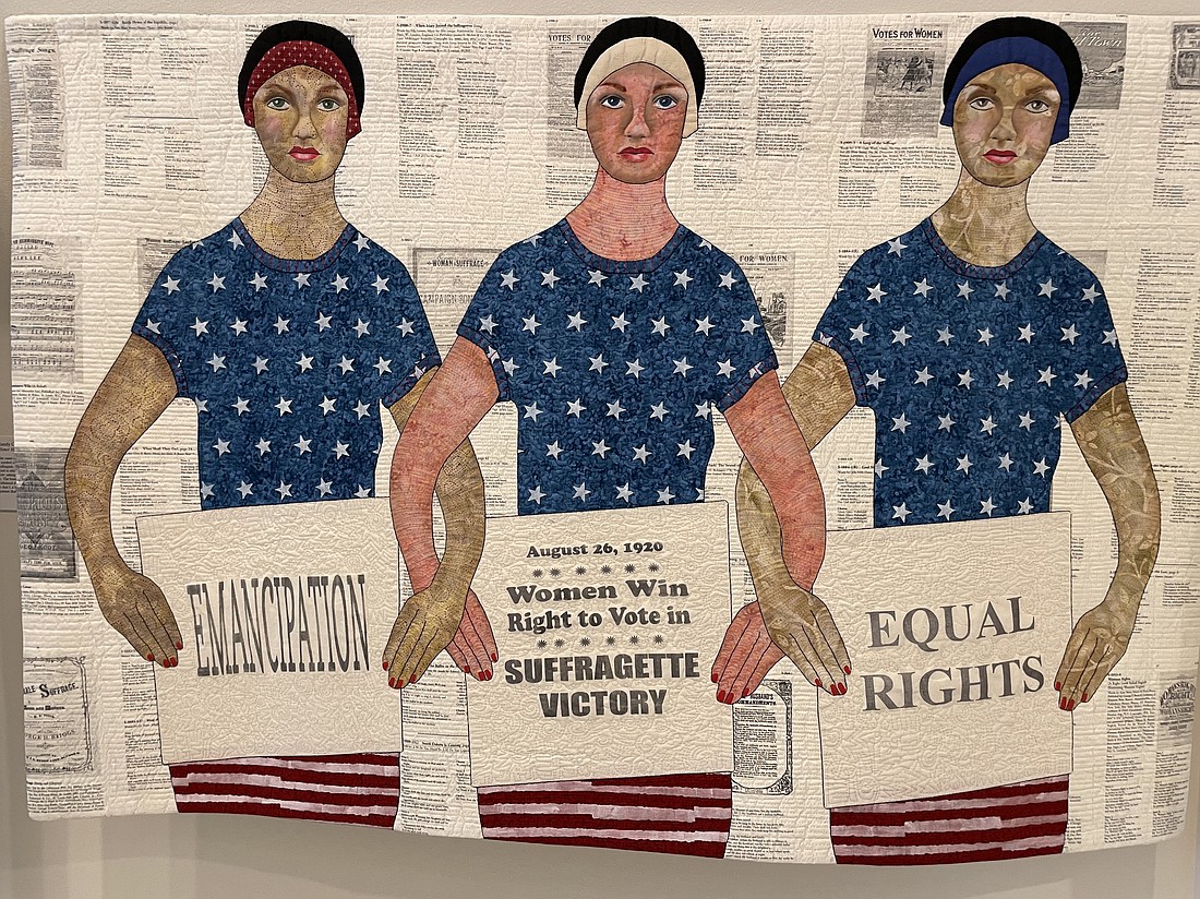Pat Kumicich's “Standing Together" is part of the “Deeds Not Words: Celebrating 100 Years of Women's Suffrage” exhibit currently on display at the Pacific Northwest Quilt & Fiber Arts Museum in La Conner.