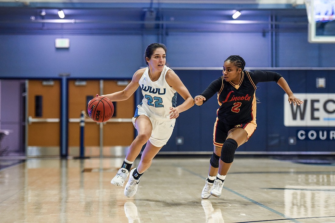 Gracie Castaneda (22) was a sixth-year senior for the Western women's basketball team during the 2021-22 season. Castaneda was named the head coach of the Blaine High School girls basketball team for the Borderites' upcoming season.