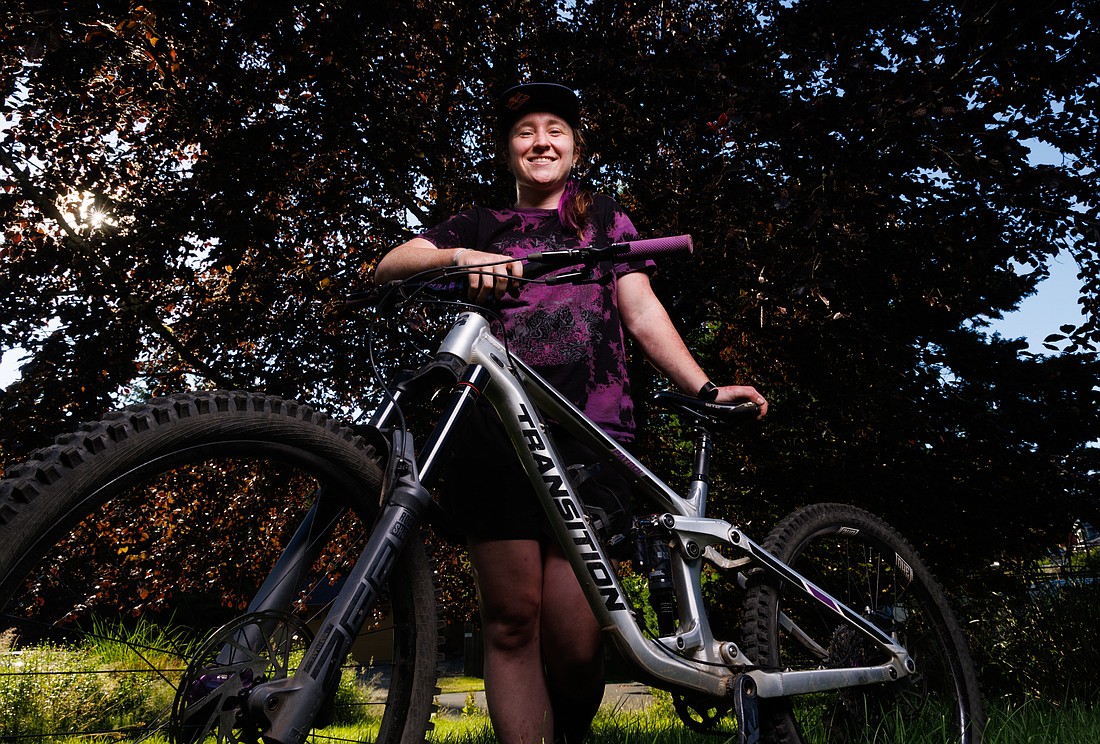 Hannah Bergemann, at home on July 8, has a part in a mountain biking film coming to the Mount Baker Theatre later this month.