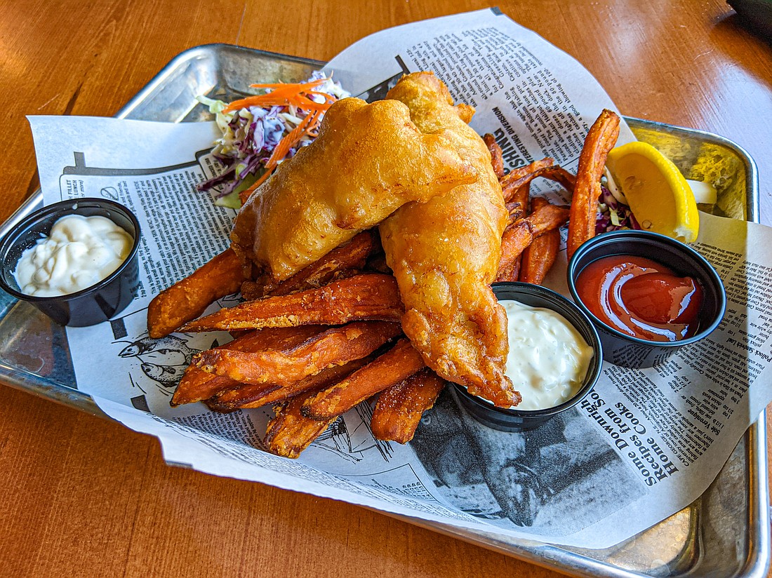 Patrons who haven't been to The Porterhouse Pub since it reopened in June will find many classics remain on the menu, including fish and chips with a thin, crispy batter crust and tender cod. Portions are moderate, with two fillets, accompanied by fries and a small serving of sweet coleslaw.