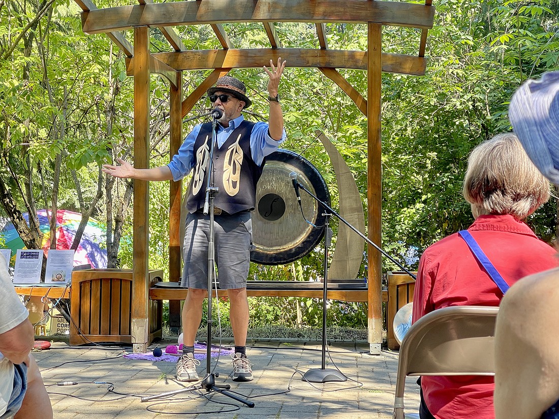 Swil Kanim, a native storyteller and classically trained violinist from the Lummi Nation, performed several of his songs at the Sacred Earth Festival. He spoke about his struggles growing up in the foster care system and how he uses music to connect to the world around him.