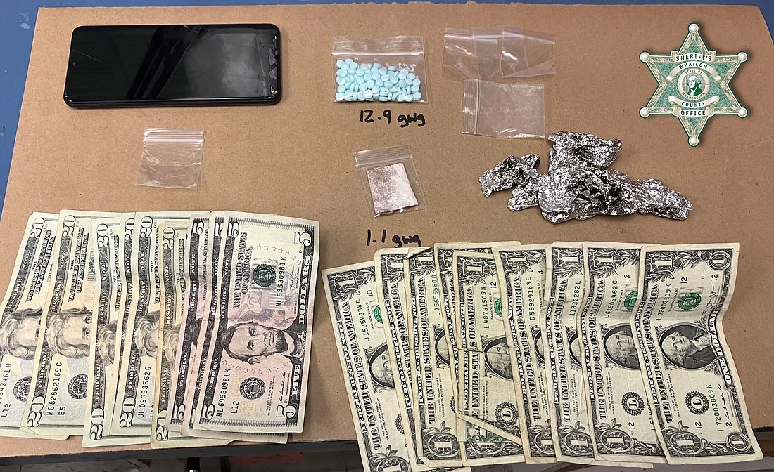 Whatcom County Sheriff's Office Criminal Interdiction Deputies and the Whatcom Gang and Drug Task Force located about 100 fentanyl pills (12.9 gross weight grams), cash, a zip lock bag with an unidentified powder, burnt foil with narcotic residue and four empty zip lock bags from suspect Tanner Larson's backpack, police said.