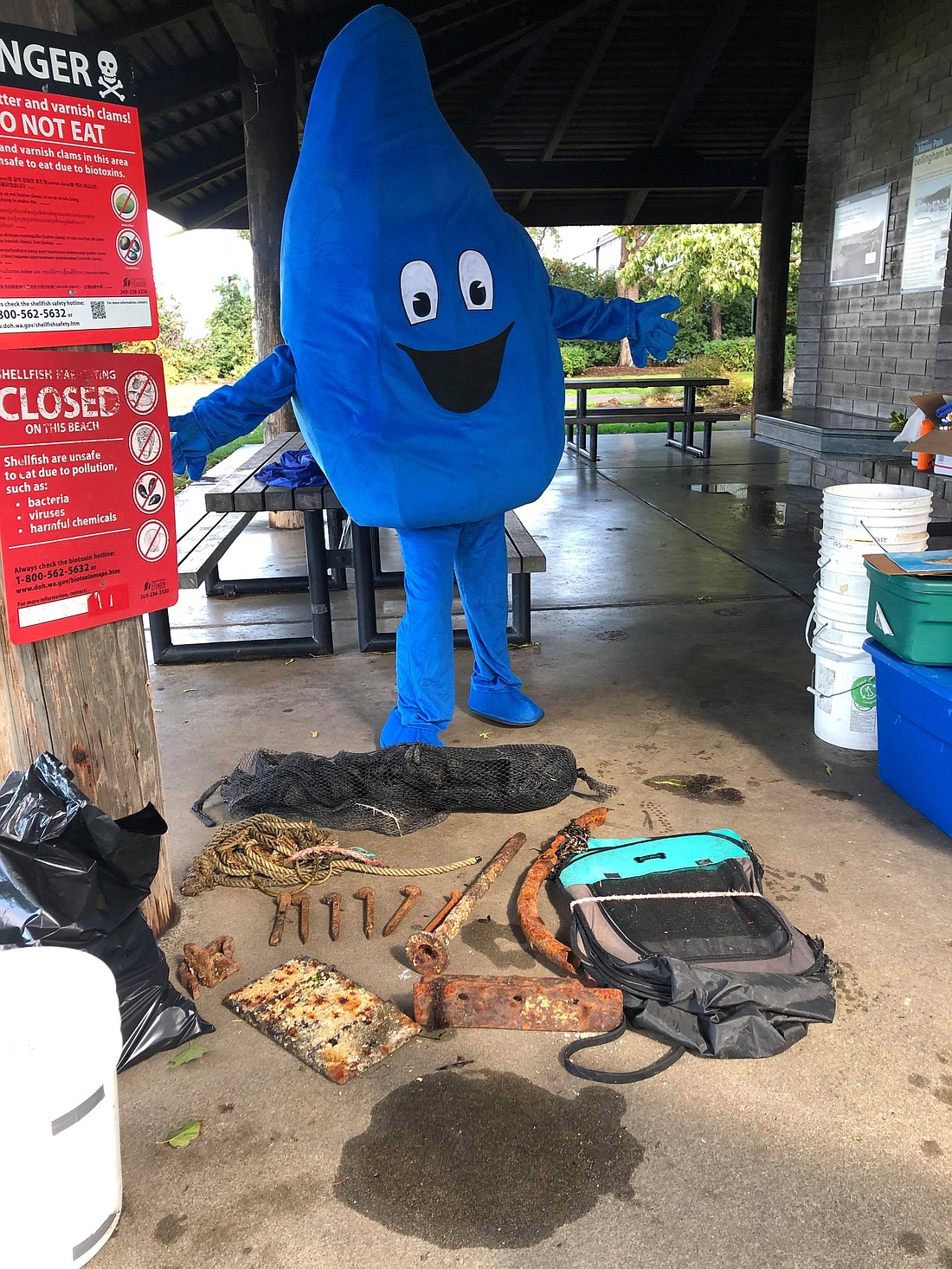 Wayne Drop, a mascot for Whatcom Water Week, poses at a previous water health event.