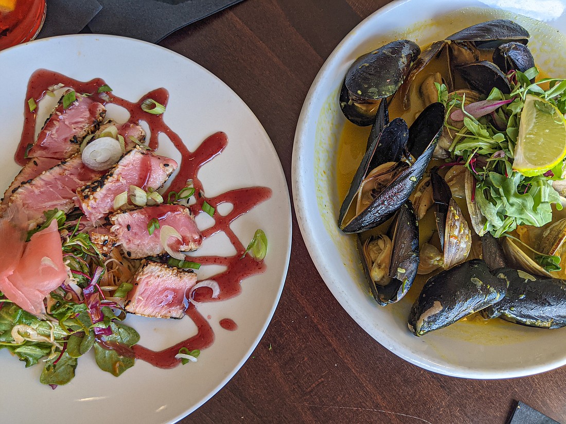 The clams and mussels in curry broth at Chuckanut Manor are excellent, and you should definitely order them along with an order or two of fresh bread and butter. Sesame-crusted ahi tuna with a salad of cabbage and pungent pickled ginger is another delicious seafood option.