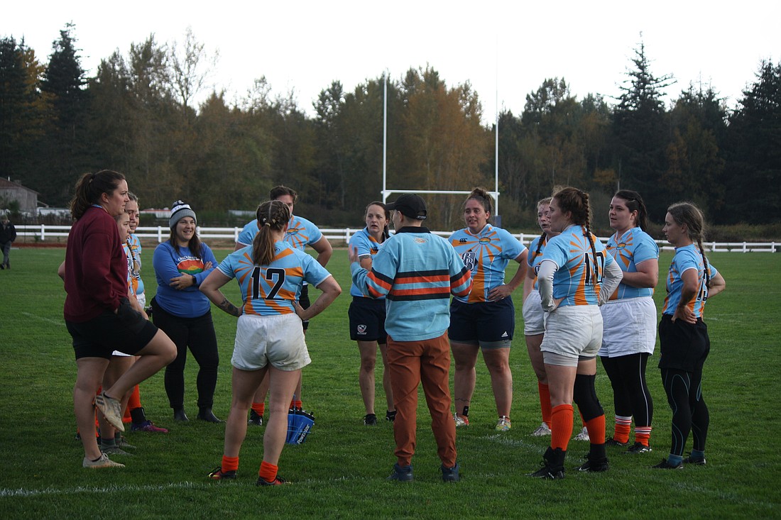The Chuckanut Mussels huddle as a team during a match at the community jamboree on Oct. 22.
