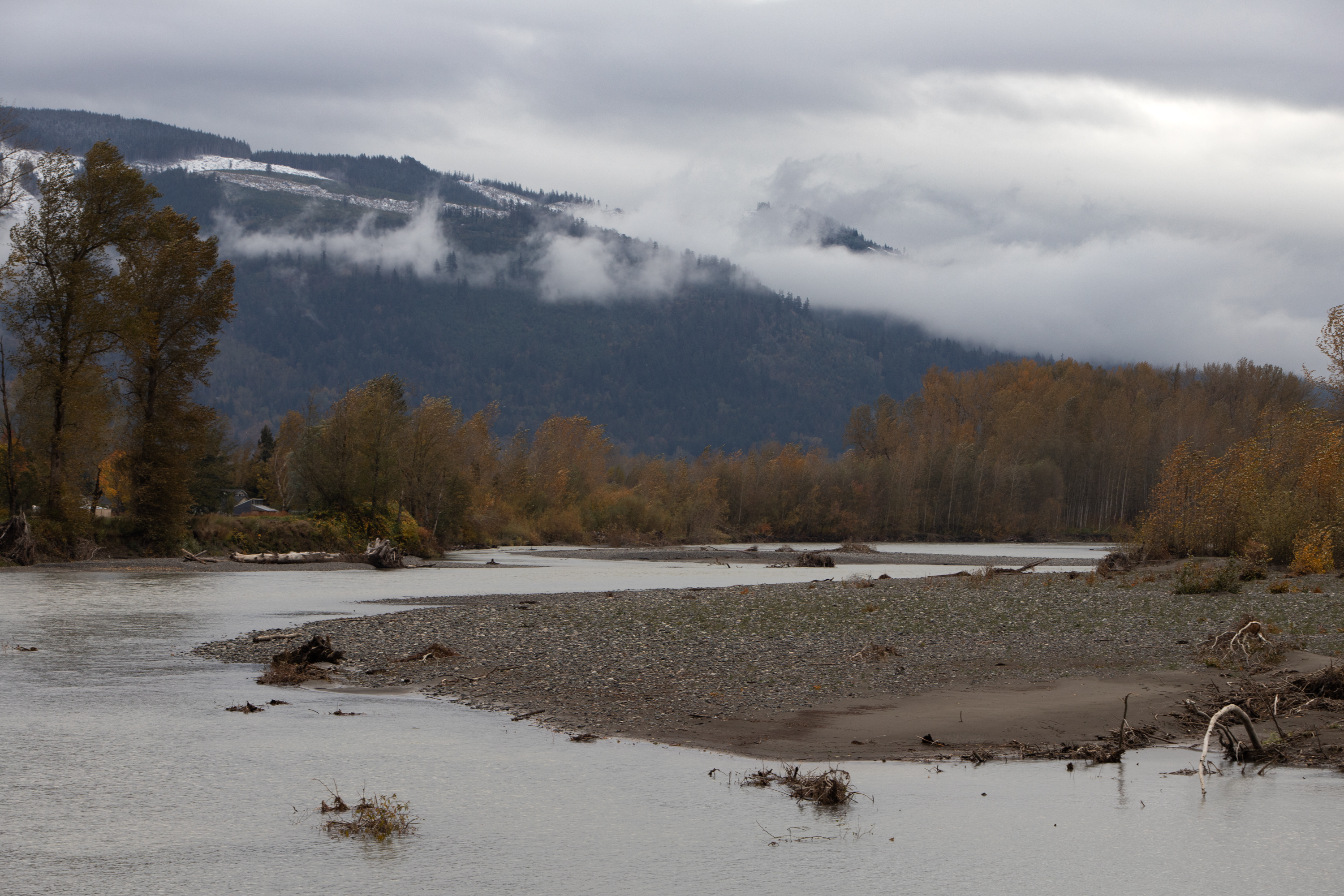 Part III: The Nooksack River flooded from the banks beyond the tree line, damaging surrounding farms, homes and the town of Everson.