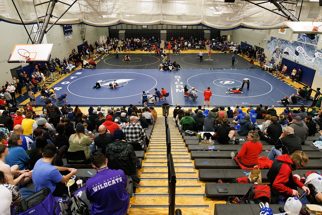 Wrestlers compete at the Graham Morin Memorial Wrestling Tournament at Squalicum High School on Dec. 17.