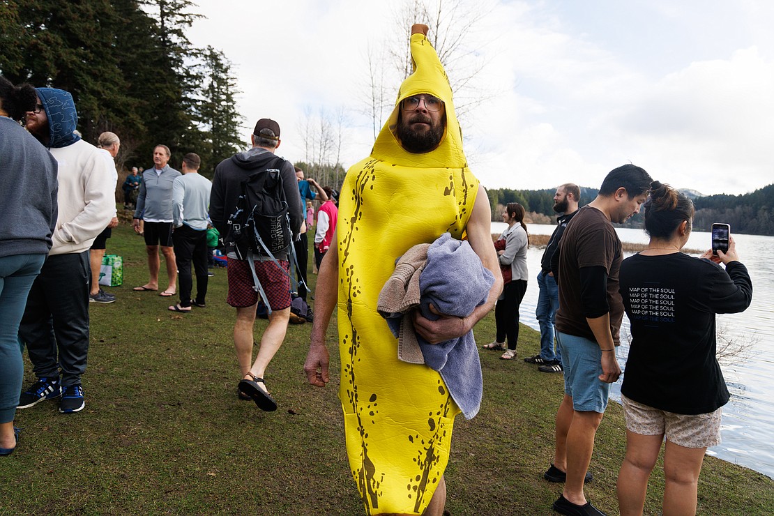 Costumes were encouraged by Bellingham Parks and Recreation at the Padden Polar Dip.