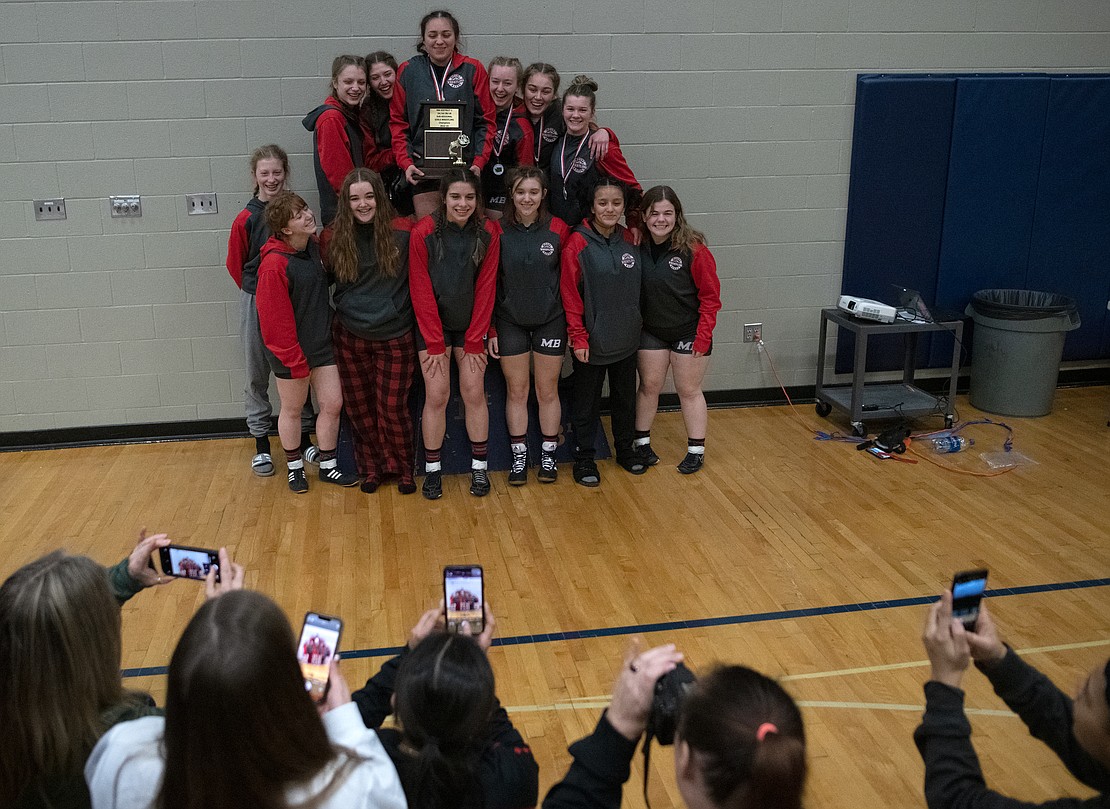 Mount Baker's girls wrestling team won first place Feb. 4 at the 1B/2B/1A/2A North Sub-Regional Girls Wrestling Tournament at Squalicum High School. All 13 of the Mountaineers' wrestlers advanced to regionals.
