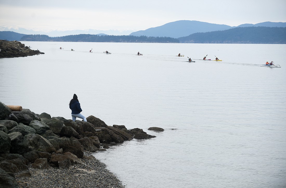 Paddlers in the Peter Marcus Memorial Race Feb. 25, make the final sprint at Marine Park. The 6-mile race honored Peter Marcus, a pillar of the paddling community in Bellingham, who died of cancer Jan. 28.
