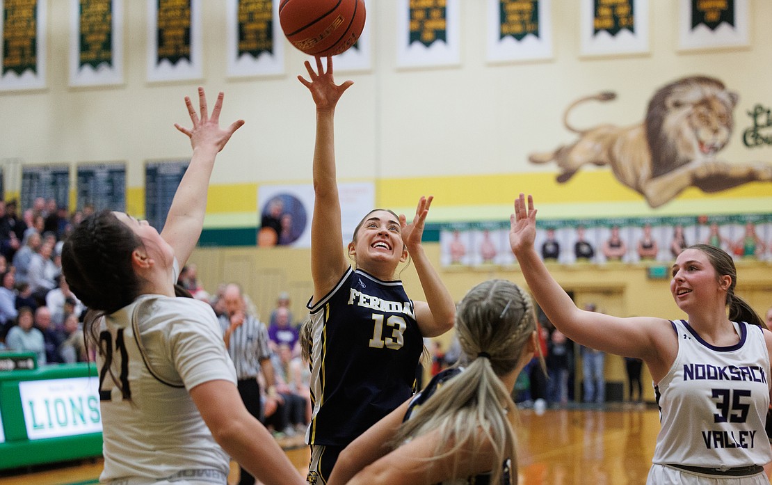 Ferndale’s Ashley Lang is all smiles as she takes a shot.