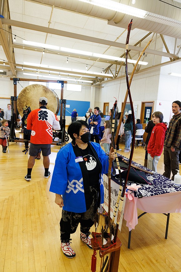 Drawfed by her 7-foot bows, Lynn Miyauchi talks about her experiences using the bows and the history behind them. Miyauchi is the senior specialist for cultural affairs, sister cities and public outreach at Consulate-General of Japan in Seattle.