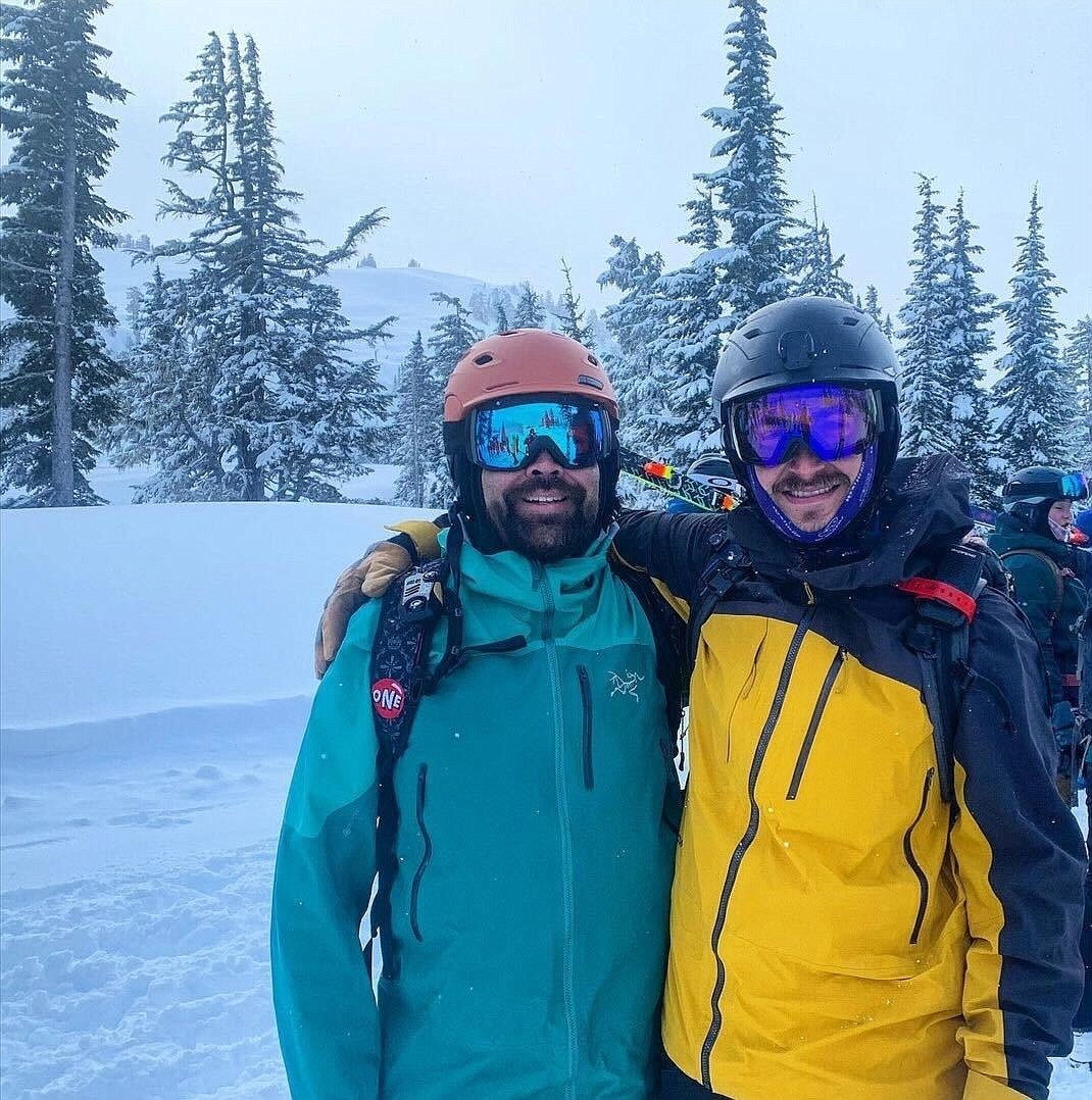 Ian Steger, left, and Francis Zuber became fast friends after Zuber rescued the lifelong snowboarder from a tree well in the backcountry of Mount Baker Ski Area in March. A GoPro video of the rescue has since gone viral.