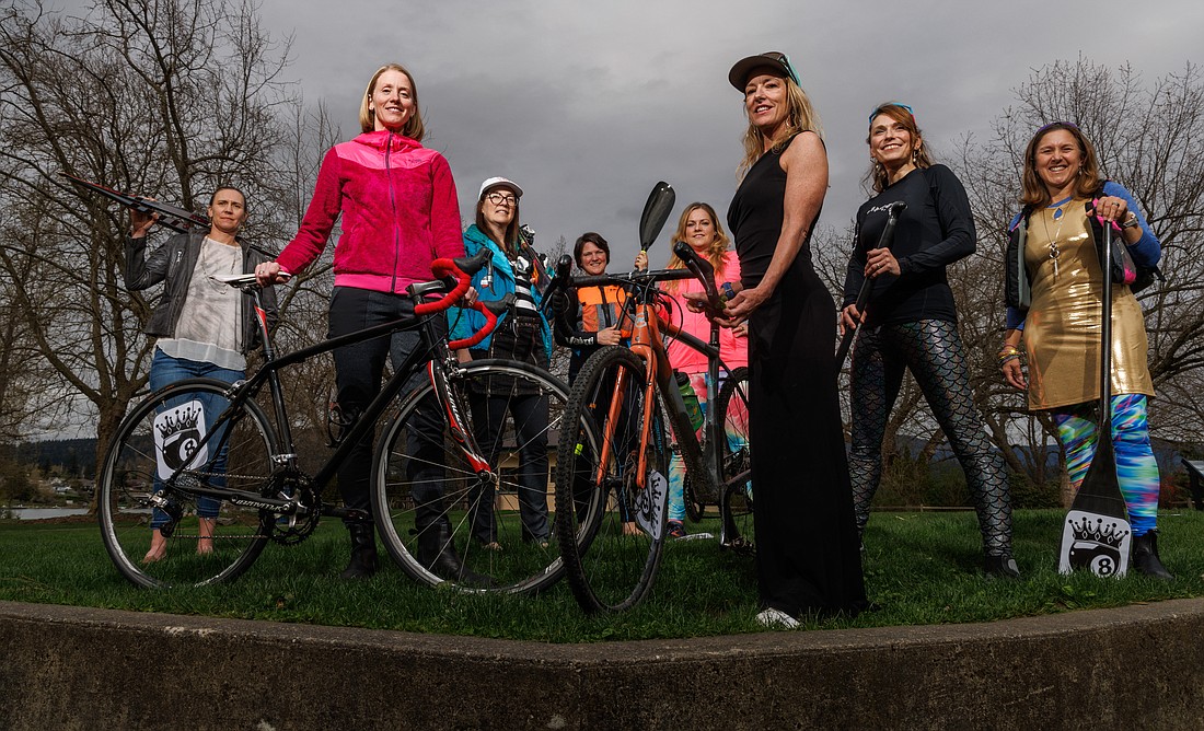 The Ocean's 8 Ski to Sea team, as of April 26, is decked out in their gear at Bloedel Donovan Park in Bellingham. The competitive women's division team is hoping to make the podium for their division this year after getting fourth place in the women's recreational division in last year's race.