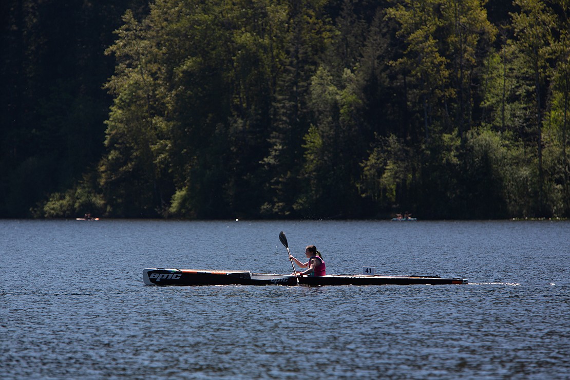 Tenaya Medler from Hamsters on a wheel makes her way across the lake.