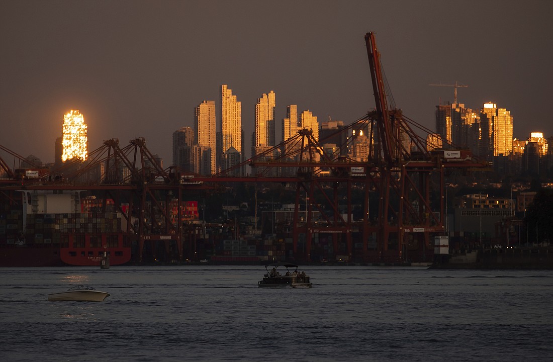 Gantry cranes are seen at the Port of Vancouver in August 2022. A new project will add new land and a new three-berth marine container terminal near existing port terminals at Roberts Bank in Delta, British Columbia.