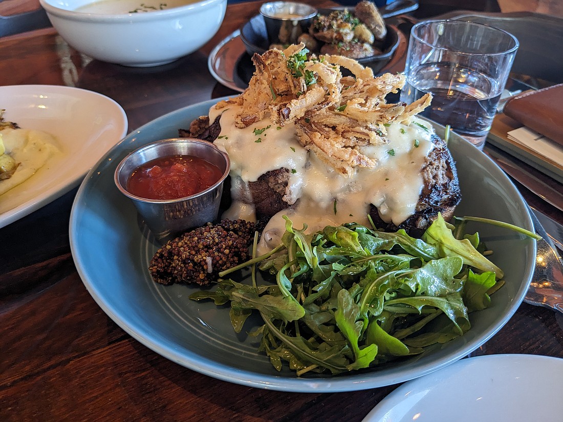 The Admiralty Lounge next to the Mount Baker Theatre recently opened on Commercial Street, next to the Mount Baker Theatre. As part of its "nautical comfort food" lineup, the tavern steak is a standout menu item.