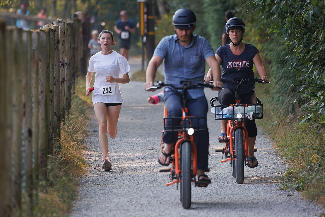 Runners at the Lake Padden Relay shared the course with bikers and other non-competitors as they ran around the lake.