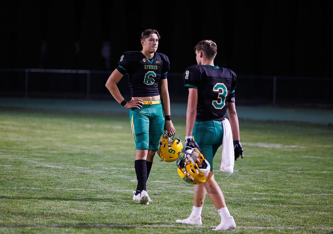 Lynden’s Brant Heppner (6) reacts after the Lions' loss to Ferndale.