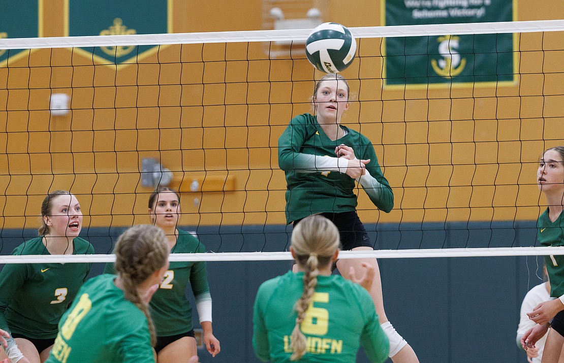 Sehome’s Leah Lockwood spikes the ball, catching the Lynden defense off guard.