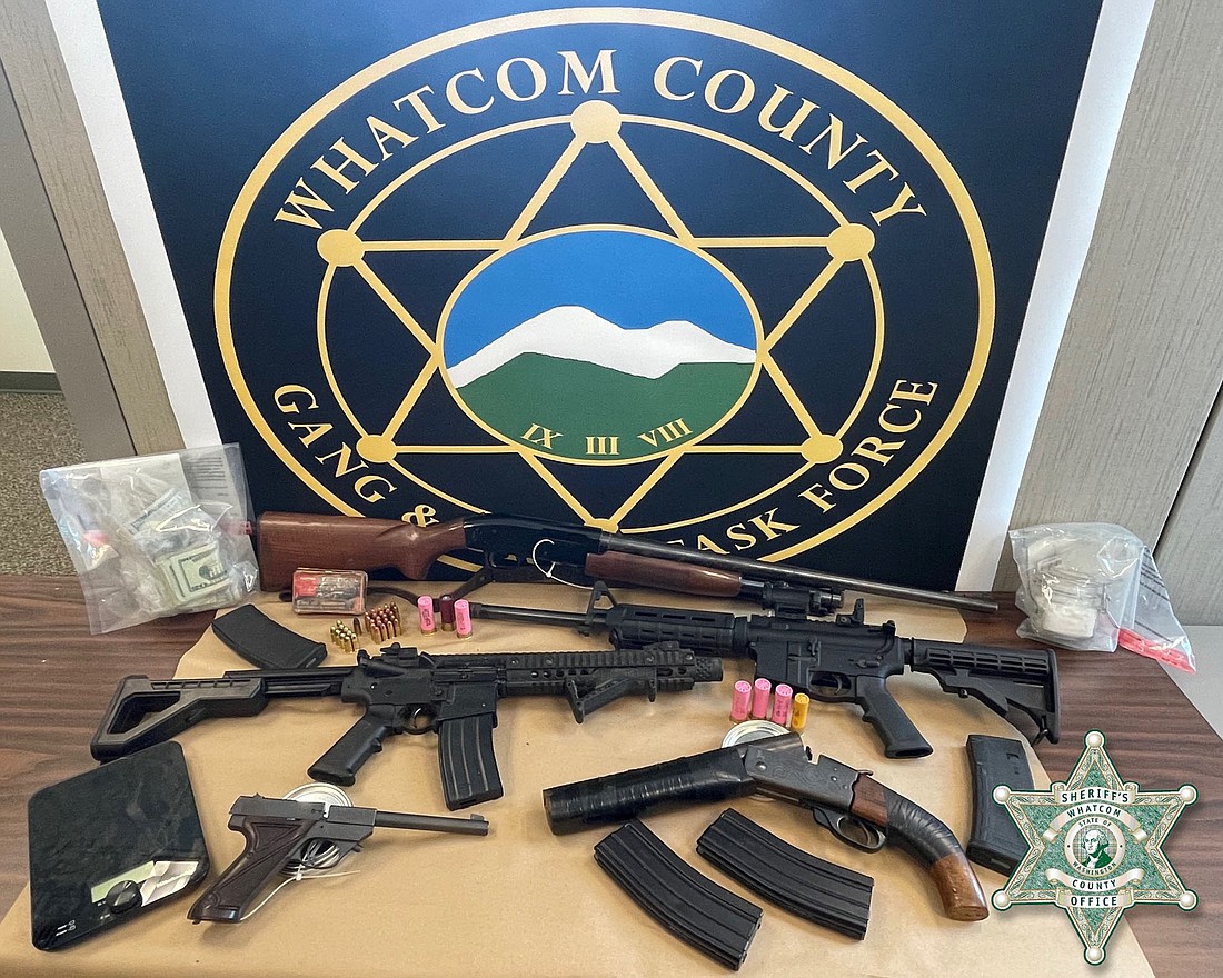 Firearms, suspected fentanyl and cash were found at a homeless encampment on the 4400 block of Guide Meridian in Bellingham on Aug. 31, which authorities said is part of a large-scale drug network.
