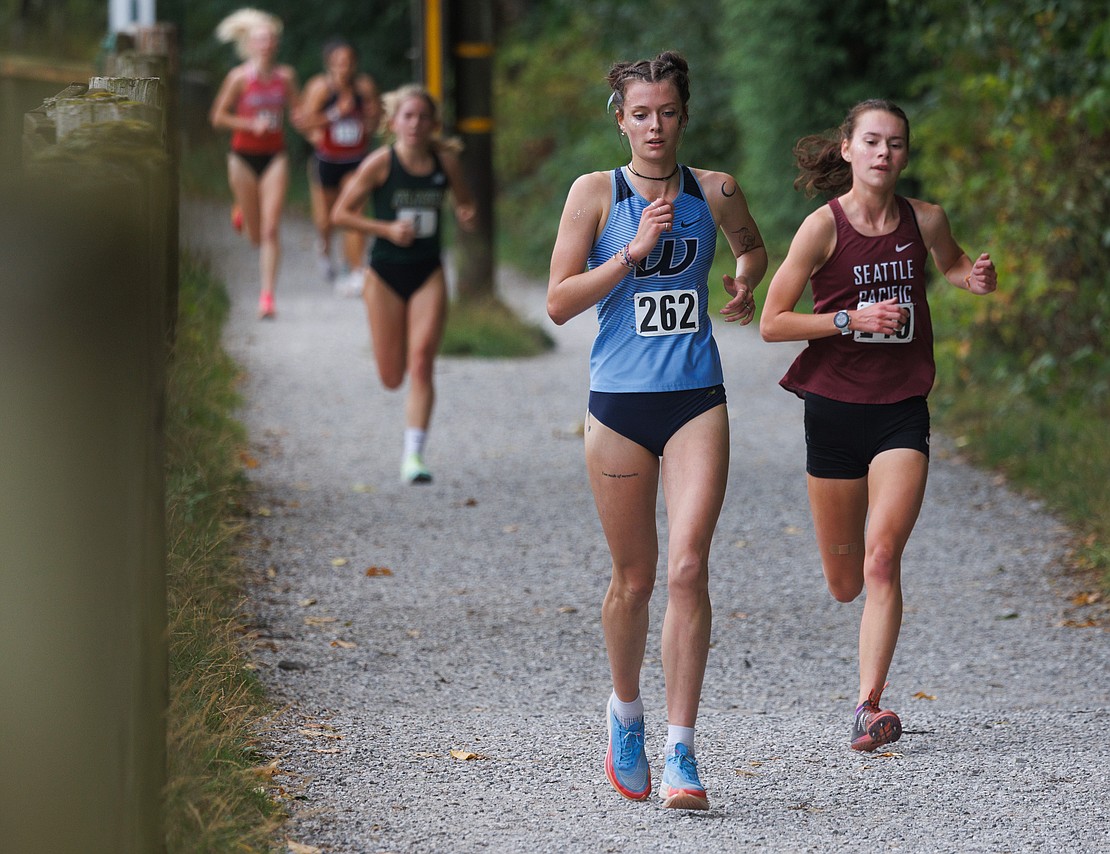 Western Washington University's Ashley Reeck heads to the finish line as the top Viking finisher in the women’s race.