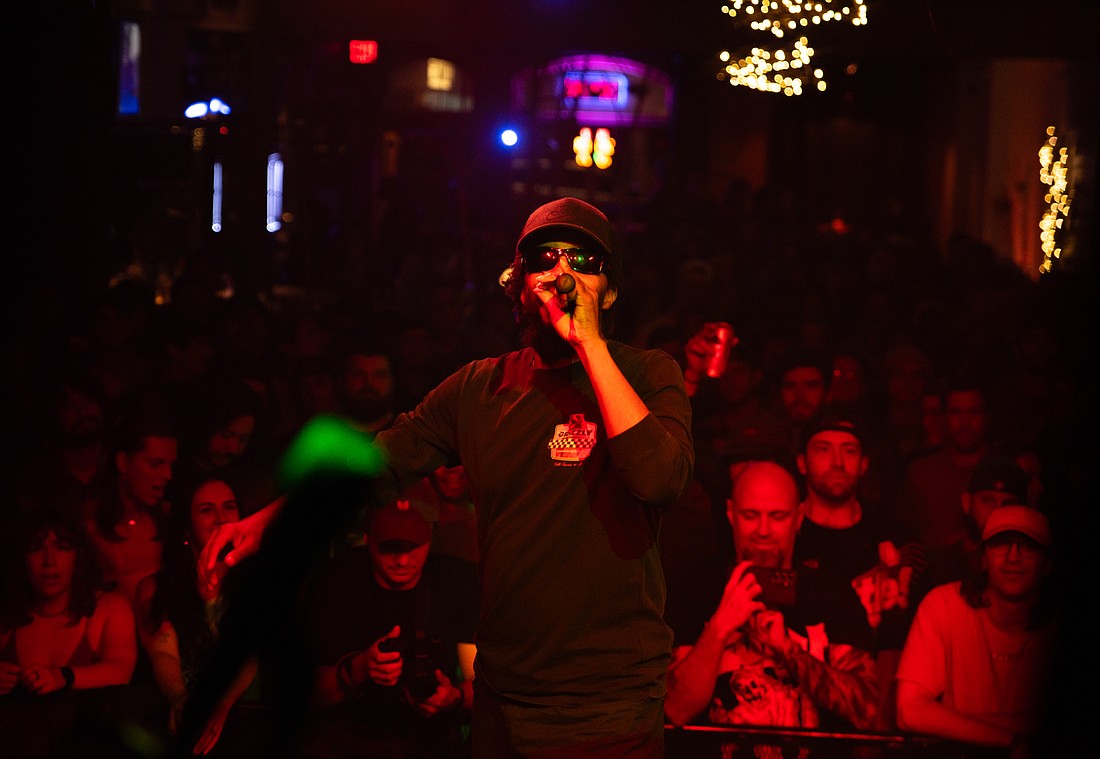 Fatlip of The Pharcyde looks back to the DJ Oct. 11 at the Wild Buffalo House of Music as part of the inaugural Bellingham Exit festival.