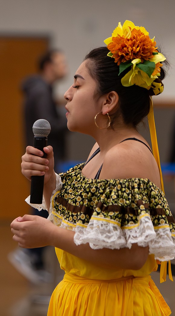 Sehome sophomore Julietta Herrera belts out the song "La Llorona" from the movie "Coco."