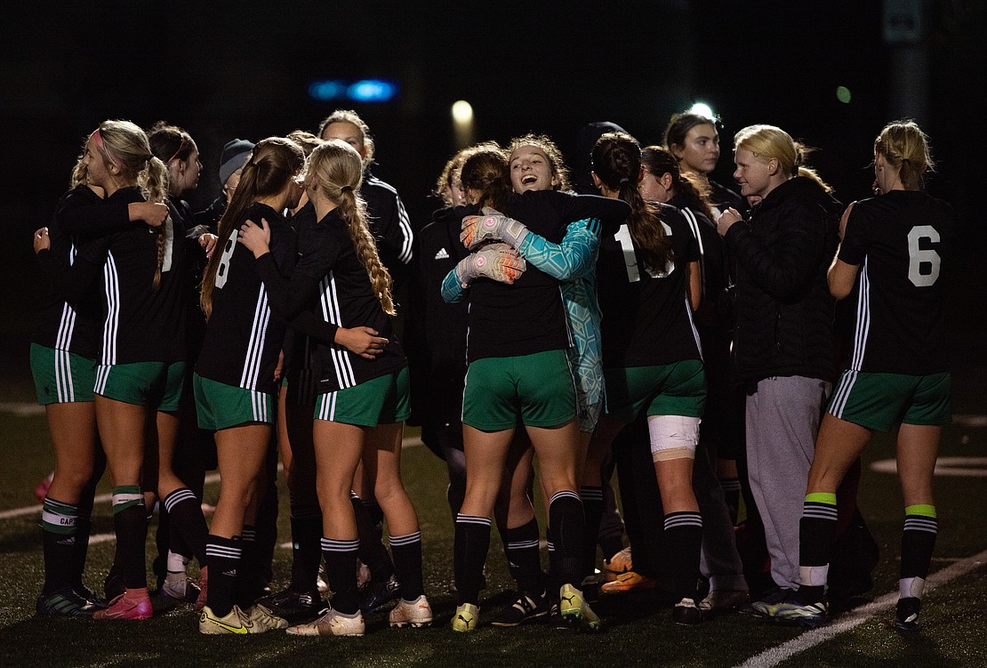 Lynden celebrates after its first-round victory.