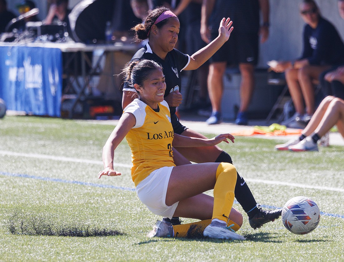 Western Washington University’s Myka Carr battles for the ball at the sideline Sept. 9 during a match against Cal State Los Angeles. Carr scored the Vikings' lone goal in its 2-1 loss to Simon Fraser in the Great Northwest Athletic Conference championship on Saturday, Nov. 11.